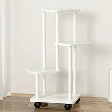 파파가든 이동식 화분 진열대 베란다 3단 화분정리대, 화이트+바퀴