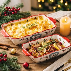 루비코코 오븐용 그라탕 수입 그릇 라자냐 오븐 그릇 트레이 치즈 플레이트 빈티지 접시, Square L, 1개