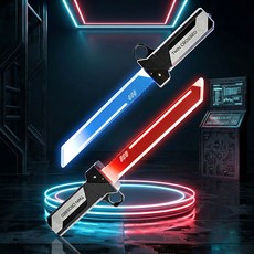 UB 더블 소드 광선검 투명 LED 쌍단검 듀얼 블레이드 합체검, 블랙, 1개