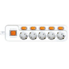 현대일렉트릭 안전한 국내산 개별 + 메인 스위치 5구 멀티탭, 1.5m, "메인 스위치  개별 5구 멀티탭 (16A), 1개