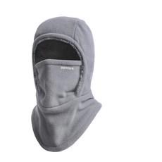 KROF 保暖套頭帽子男女秋冬戶外防寒護臉護脖一體加絨加厚騎行防風麵罩, 灰色, 1個