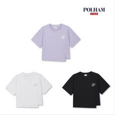 폴햄키즈 여아)쿨텐션 크롭 사선절개 반팔티_CC