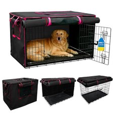 아마존평점4.5+ 미국출고 152349 106.7cm(42인치) 퍼플 반려견 크레이트 커버 - 롤러 쉐이드가 있는 빛 차단 보호 커버 방수 와이어 켄넬용 방음 햇빛 가리개, 블랙