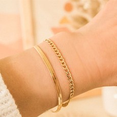 TQ 뱀줄 체인 레이어드 팔찌 2종 TQ0261