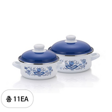 ELO 쯔벨 낮은형 인덕션 법랑냄비 세트 2개, 혼합색상, 양수냄비 16cm + 20cm, 11세트