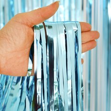 메탈릭 파티 장식 수술 커튼, 스카이블루, 5개