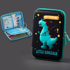 어린이 초등학생 강남필통 공룡 필통 하드케이스 파우치 아이패드, [DA_03_05] 공룡  파우치_블랙_(대)