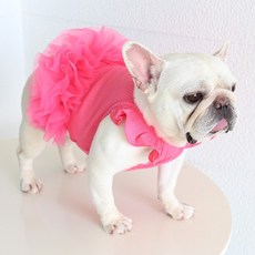 法鬥飛袖芭蕾蓬蓬裙 胖狗狗衣服 英鬥巴哥柯基加菲貓適用, 玫紅色,XL, 1個