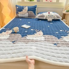 얇은토퍼 미끄럼 방지 가정용 이불 슈퍼싱글 플리스, 1cm, 블루문