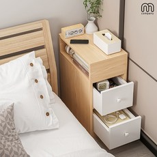 엠컴퍼니 침대 옆 협탁 거실 미니 서랍장 원목 사이드 테이블 다용도 쇼파 선반 좁은 틈새 침실 인테리어 수납장 보조 간이 심플 내추럴 [MODEL : YM-04502187], 1개
