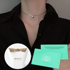 스몽 실버 은 체인 초커 드롭 럭키 팬던트 목걸이
