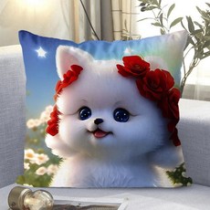 애니 캐릭터 소파쿠션 양면 소파 쿠션 솜 포함 세탁가능 고탄력 애니팬 필수 캐릭터 침실 거실 사무실 겸용 애니팬용 세탁가능 고탄력 트렌디한 스타일 안락감, 귀여운 강아지-3, 45 x 45CM (솜포함 양면쿠션)