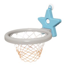 勵智 掛式籃球架，兒童室內投籃玩具，可摺疊設計，吸盤安裝免打孔，高度可隨意調節，適合居家親子運動, 1個, 二吸盤摺疊星星藍