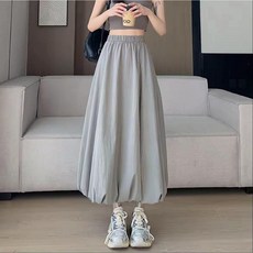 韓版蓬蓬A字半身裙 花苞裙 夏天長裙 顯瘦A字傘裙 高腰過膝燈籠裙