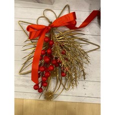 新年裝飾 新年花圈 聖誕花圈 聖誕節裝飾 金色葉子 聖誕裝飾, 星星, 1個