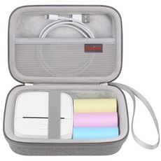 엘롱보 캐리어 케이스 TYPONOS/ETIKEZ/Rotema/Vawense 스티커 프린터용 PM290 포터블 미니 프린터 무잉크 블루투스 라벨 메이커 기기 여행 가방 열전, 회색