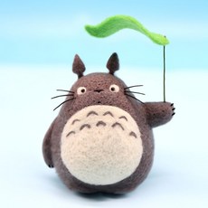 羊毛氈手作無臉男公仔材料包, 1個, 棕色龙猫材料包+工具+钥匙扣