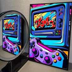 수채화 네온 비디오 게임 포스터 접착 아트 방수 종이 스티커 커피 하우스 룸 벽장식, 6. White6