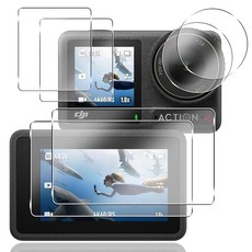 2+2+2장 세트 DJI Osmo Action 4 필름 4장 + 렌즈 필름 2장 메인 화면용 2장 서브 화면용 2장 LED 필름 2장 경도 9H 일본 아사히제 영화 필름 강화, 1개, 상세페이지 참조
