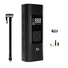 AMA A1無線電動打氣機 輕巧便攜 多功能用途 數位顯示 LED照明 大容量電池, Black, 1個