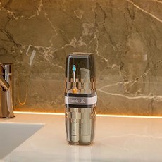 무인양품 MUJ 일본 수입 여행용 워시컵 칫솔 치약 칫솔컵 휴대용 수납세트 쓰리인원, 【MUJ】【1팩】투명 블랙/업그레