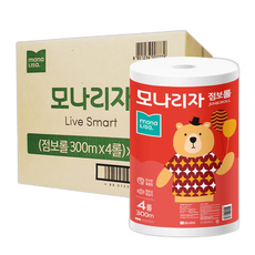 모나리자 점보롤 300m 화장지 롤화장지 휴지 (), 1cm, 4개, 4롤