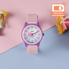 큐앤큐 어린이 아동 방수 캐릭터 캐쥬얼 초등학생 새학기 키즈 아날로그 시계 + 배터리 바우처
