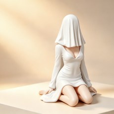 [미소녀 굿즈] 유령 무드 캐릭터 피규어 - 독특한 디자인의 생일 선물 및 카페 장식 소품, [무릎꿇은 자세](봉지 포장)