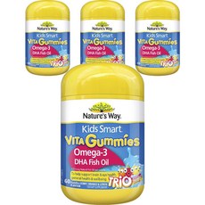 네이쳐스웨이 키즈 스마트 비타 구미스 오메가-3 DHA 피쉬오일 베리 오렌지 & 레몬맛 패스틸, 60정, 4개