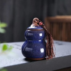 葫蘆形陶瓷茶葉罐, 葫蘆寶石藍 大號, 1個
