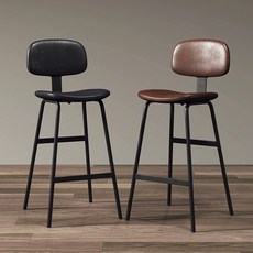 브랜드없음 높은 홈바 의자 원목 바체어 스툴, 85 높이 그레이 쿠션