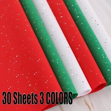10-30장 티슈 페이퍼 50x66cm 빨강 초록 흰색 세트 포장지 대량 메리 크리스마스 DIY 프로젝트 공예용, 01 30pcs 3colors