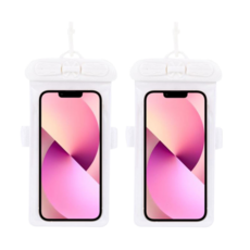 水上活動智慧型手機防水包, 2個, 白色的