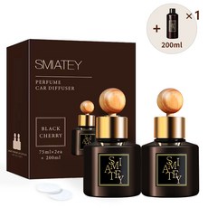 스미어티 프리미엄 퍼퓸 차량용 디퓨저 75ml 2p + 200ml 리필, 1세트, 블랙 체리