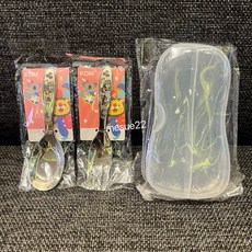 KOM兒童316不鏽鋼餐具便攜組 短柄 幼兒園 可愛卡通 3-7歲適用 316獅子叉匙+透明盒 叉, 1個, 湯匙, 叉
