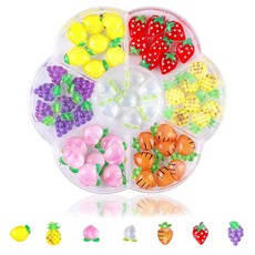 네일 파츠 과일 3D 입체 수지 포도 레몬 딸기 파인애플 당근 복숭아 네일 스톤 젤네일 레진용 주얼리 파츠 핸드메이드 네일 아트 데코 파츠 DIY 케이스 포함 (A)