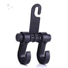 뒷좌석 헤드레스트 고리 가방 쇼핑백 보관 검정 플라스틱 이중 고리 차량 내부, 상세페이지 참조, 1개