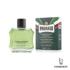 【CONQUEST】Proraso 義大利鬍後水 保濕鎖水 刮鬍後舒緩肌膚 沁涼薄荷香 成熟檀香 刮鬍領導品牌, 1個, 沁涼薄荷(綠)100mL