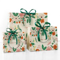 그린나무(GRNM) 플라워가든 그린 리본 튼튼한 고급쇼핑백 (5개입 1세트)