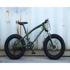 광폭타이어 팻자전거 바퀴큰 경량 타이어 펫자전거, 20inch, 7단, 올리브그린 20인치