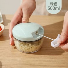 手拉式蒜蓉攪碎器 手動攪蒜器 家用壓蒜切攪碎機, 1個, 500ML拉蒜器【手動3刀】