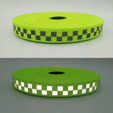反光織帶 高亮反光織帶 交通警示帶 工作服裝飾布條 箭頭圖案帶, 1個, 綠方塊約2.5CM寬,1件1米長