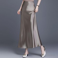 緞面魚尾裙 高腰顯瘦 中長款 仙女風