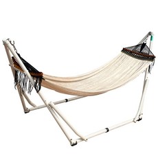 디어캠프 가정용 감성캠핑 해먹 그네 풀패키지 접이식 스탠딩, 베이지