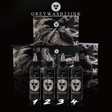 23INK Greywash 黑灰漸層四色階墨套組 黑色顏料 漸層刺青顏料 老鼠灰 台灣現貨秒出, 4oz-全4色套組, 1個