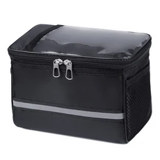 〔E〕자전거 앞 튜브 가방 방수 반사 스트립 자전거 핸들바 바구니 팩 사이클링 프론트 프레임 패니어 자전, 01 Black, 1개