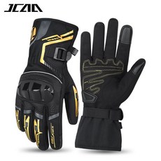 臺灣出貨 JCCA摩託車冬季騎行防摔手套男女防水防風加絨防寒機車防護裝備, 金色,L