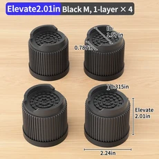 다도 원형 가구 받침대 | 소파 테이블 미끄럼 방지 조하고 습기 기능이 있는 높이 연장기, 10 Black Round M 4pcs