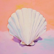 블루 핑크 웨이브 해변 일몰 야자수 쉘 풍경 아트 포스터 캔버스, 16. 10