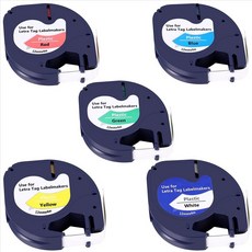 5pcs 91201 12mm dymo letratag 테이프 플라스틱 라벨 테이프 자체 접착 테이프 혼합 컬러 테이프 dymo letratag 레이블 메이커, 파란색